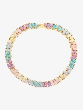La Kaiser Gold Pastel Blue, Pink, Purple, Cream, Mint Stones tennis bracelet NWT